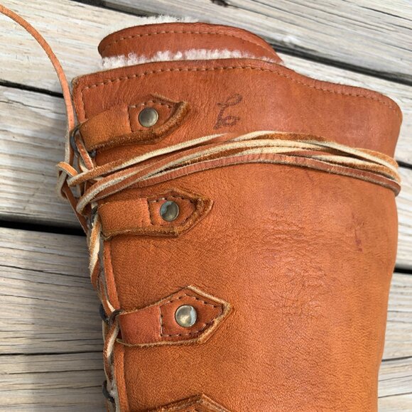 Vintage Handmade Tall Sheepskin-Lined Leather Soled Boots main image 10